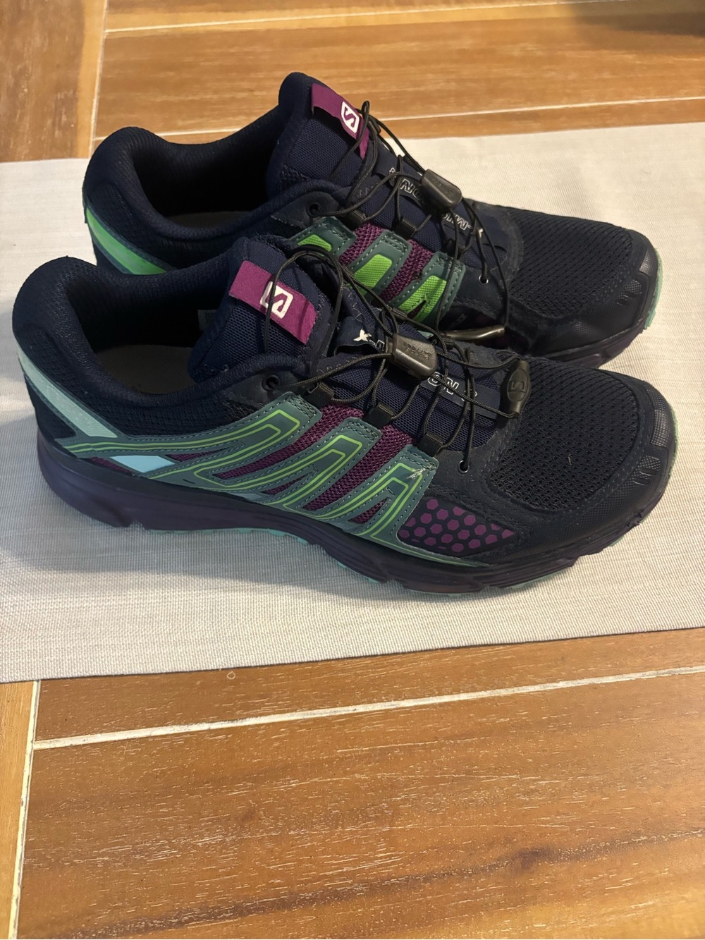 Salomon X Mission 3 Running Shoe - Navy with Green & Purple Accents